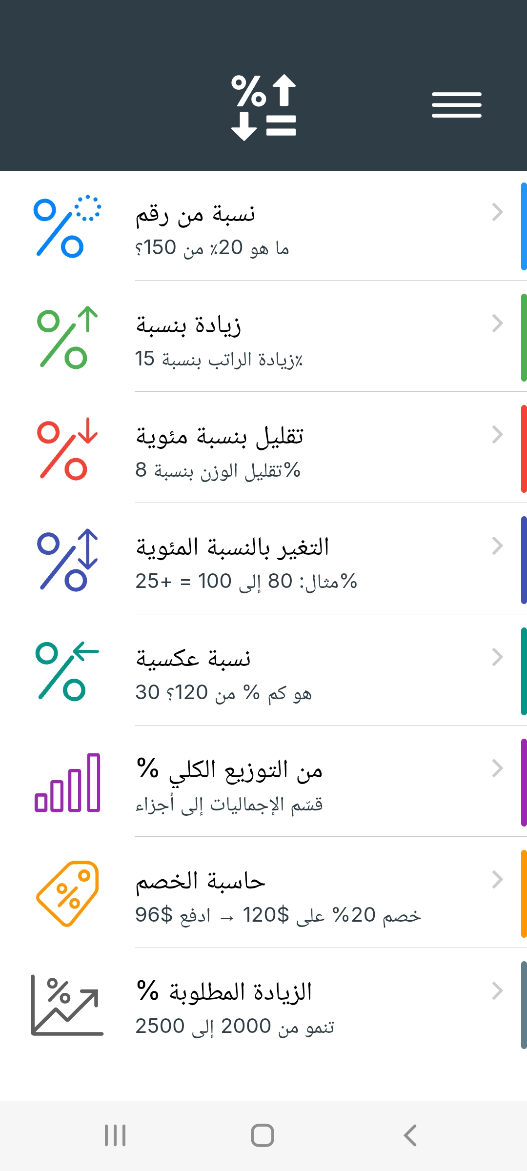 ميتيس: حاسبة النسب المئوية