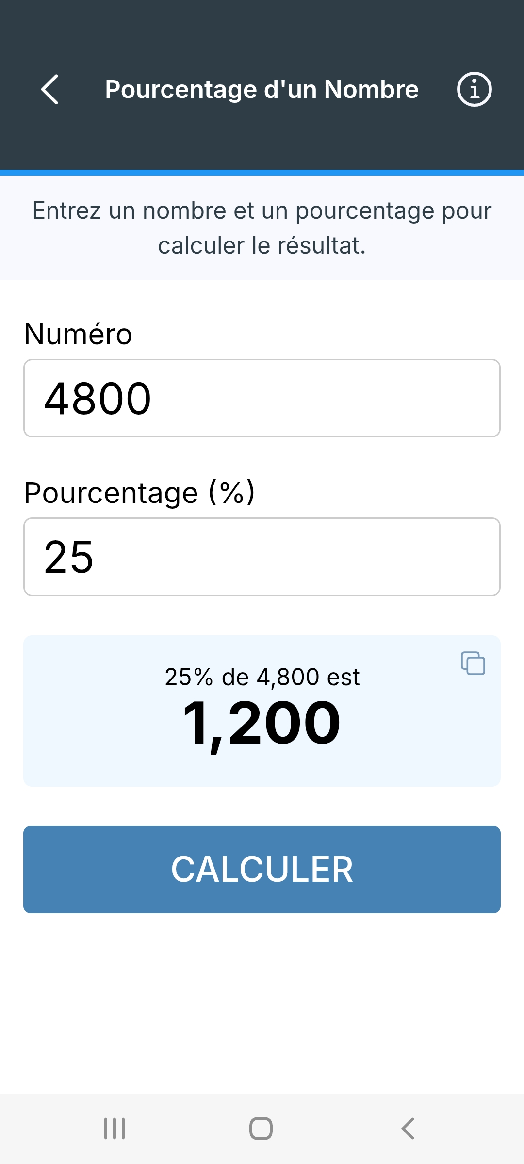 Metis: Calculateur de pourcentages