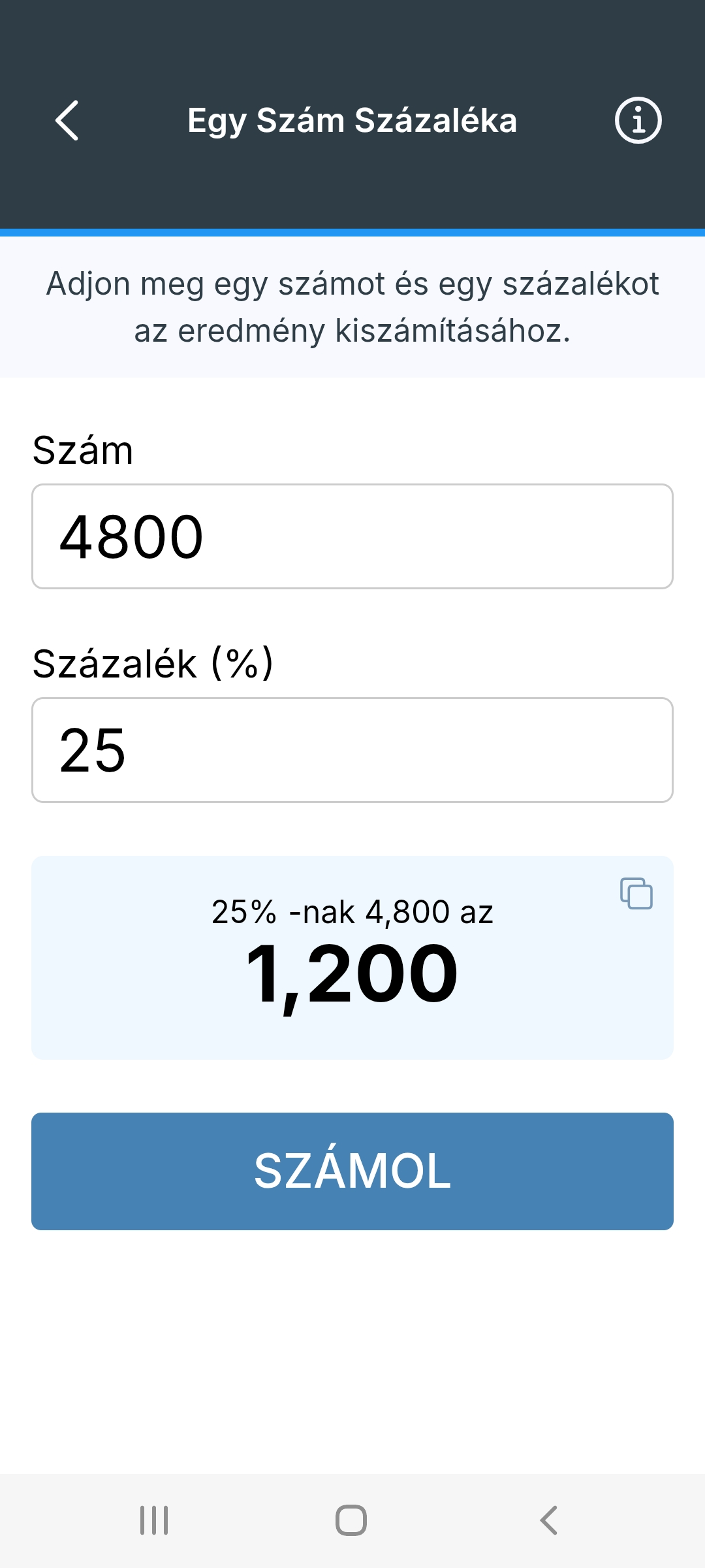 Metis: Százalékszámító