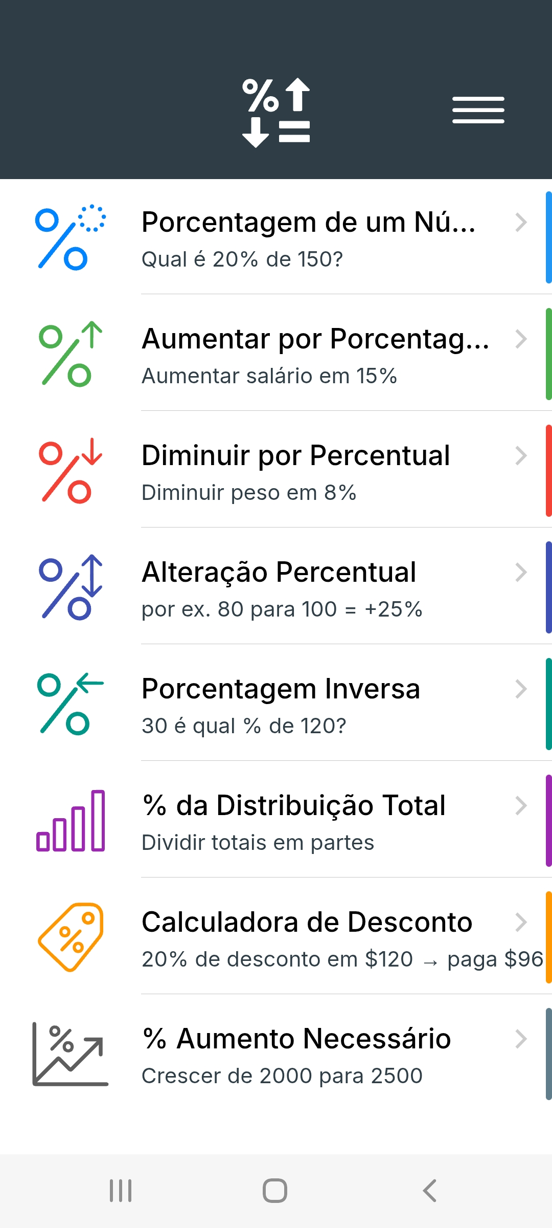 Metis: Calculadora de Porcentagem