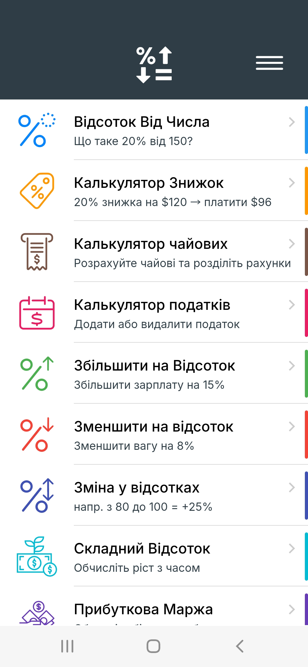 Метіс: калькулятор відсотків